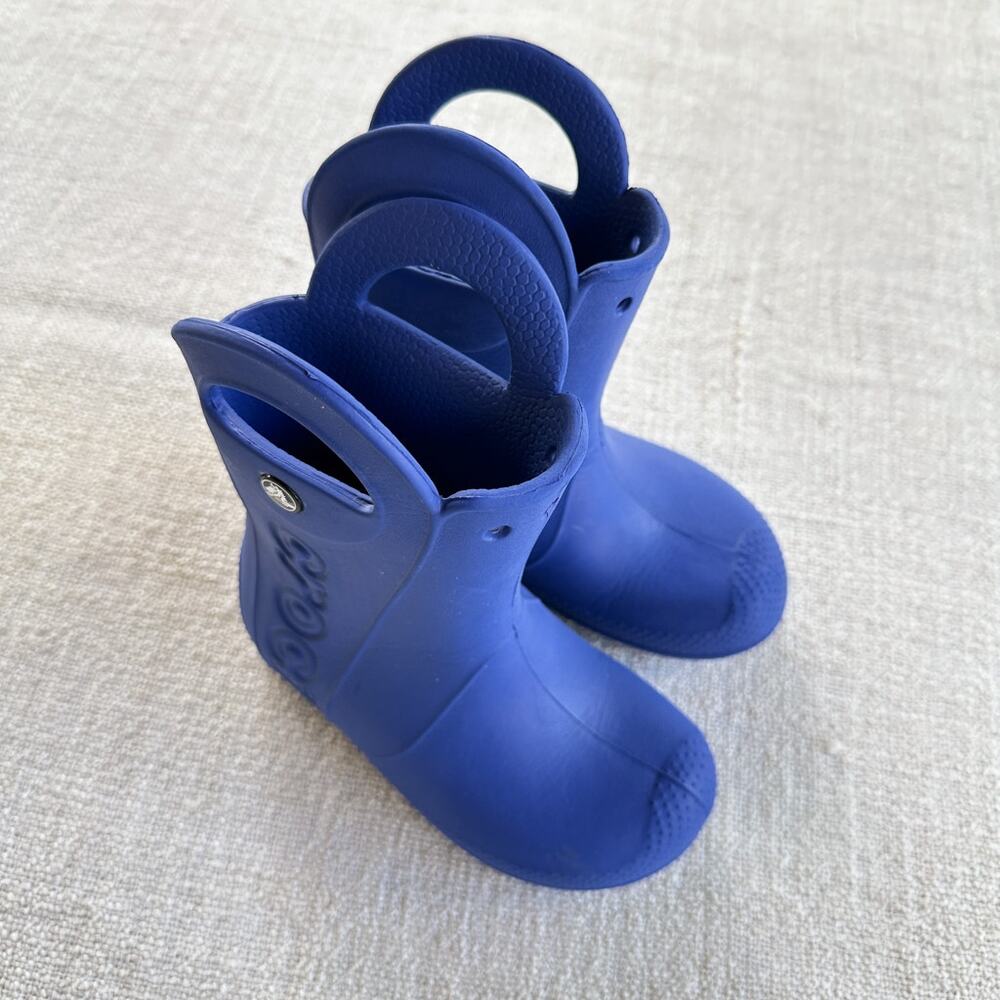 Crocs Handle It Blue Rain Boots VGUC Toddler 12